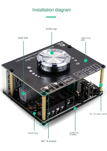 XY-W50H Hıfı Seviye 50WX2 Stereo Bluetooth Dijital Amplifikatör Modülü (Yurt Dışından)