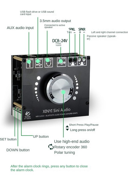 XY-W50H Hıfı Seviye 50WX2 Stereo Bluetooth Dijital Amplifikatör Modülü (Yurt Dışından)