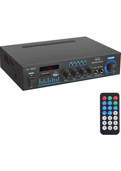 Ses Güç Stereo Amplifikatör AV-568BT Bluetooth Amplifikatör (Ab Fişi) (Yurt Dışından)