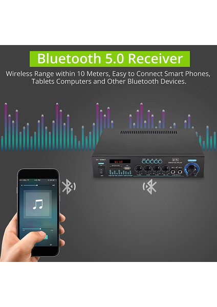 Ses Güç Stereo Amplifikatör AV-568BT Bluetooth Amplifikatör (Ab Fişi) (Yurt Dışından)