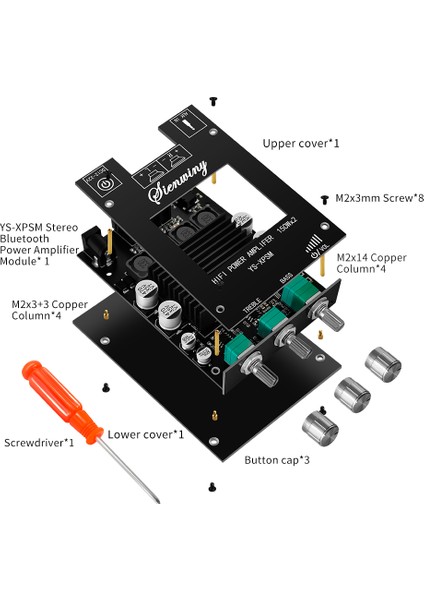 Ys-Xpsm 2.0 Kanal Bluetooth Amplifikatör Kartı Isı Emici ile TDA7498E (Yurt Dışından)