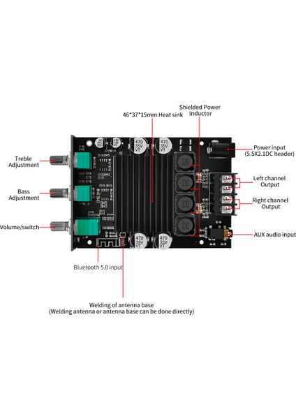 Ys-Xpsm 2.0 Kanal Bluetooth Amplifikatör Kartı Isı Emici ile TDA7498E (Yurt Dışından)
