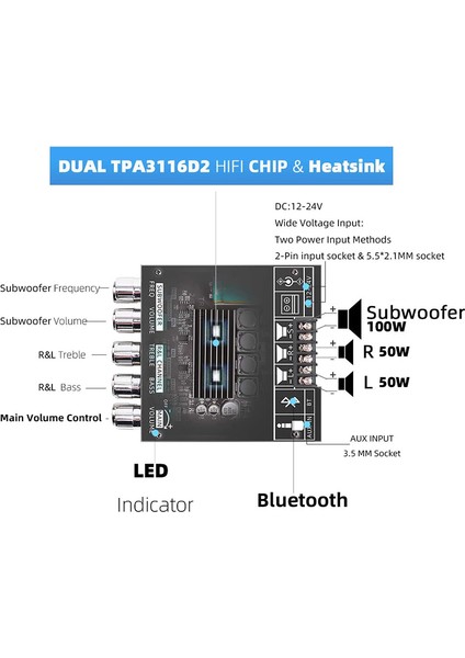 ZK-TB21 TPA3116D2 Bluetooth 5.0 Subwoofer Amplifikatör Kartı Abd Fişi (Yurt Dışından)