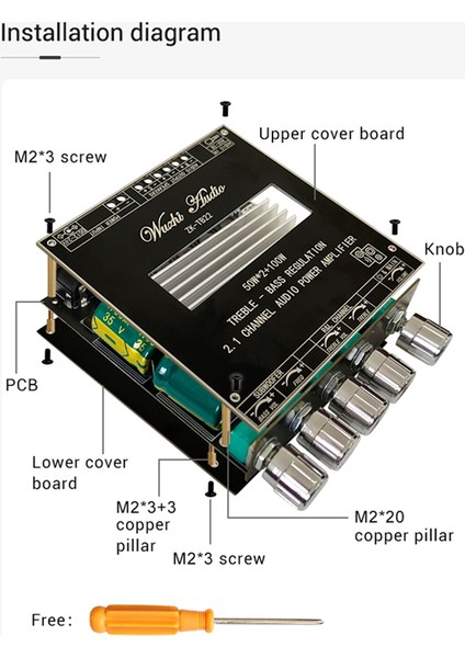 ZK-TB22 Bluetooth Güç Amplifikatörü Kartı 2.1 Kanal TPA3116D2 (Yurt Dışından) modelleri