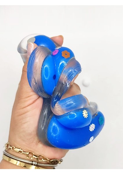Dev Pati Squishy Taba Squishy Kedi Pati Sıkma 14 cm Pullu Pati Sukuşi - Şeffaf Mavi