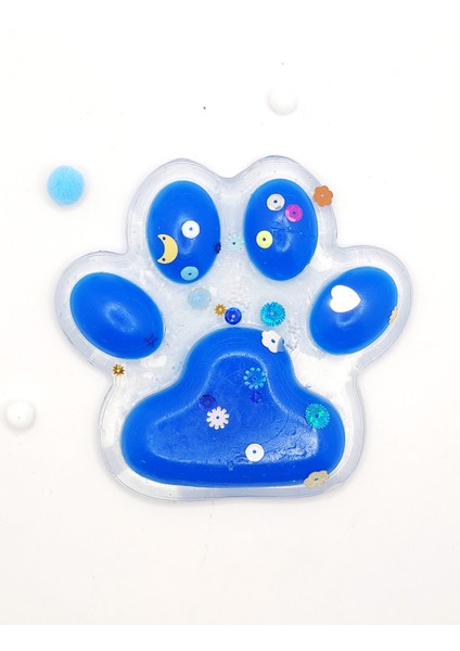 Dev Pati Squishy Taba Squishy Kedi Pati Sıkma 14 cm Pullu Pati Sukuşi - Şeffaf Mavi