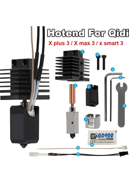 Qidi Tech x Plus 3-X Max 3-X Smart Yükseltilmiş Hotend Kiti
