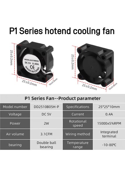 Bambu Lab P1 Serisi Hotend Soğutma Fanı