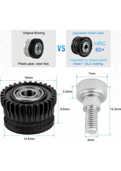Creality K1-K1C-K1 Max-Ender V3-V3 Plus Extruder Dişlisi(Sertleştirilmiş Çelik)