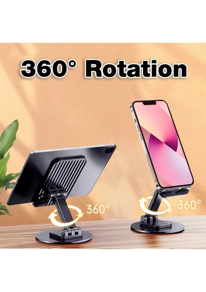 HT-A10 Metal Taban 360 Derece Dönebilir Uzayabilir Masaüstü Telefon Tablet Tutucu Stand Taşınabilir