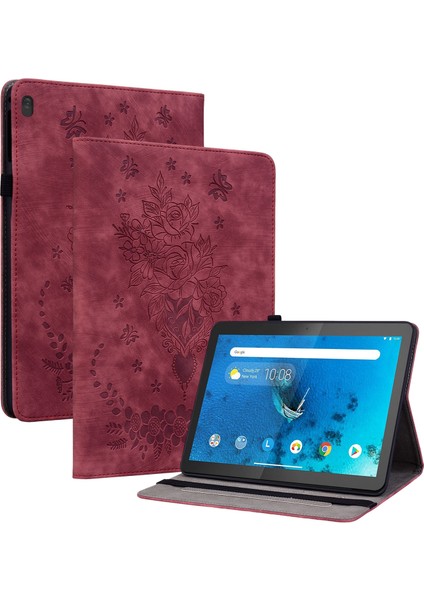 Lenovo Tab M10 Flip Deri Çok Fonksiyonlu Akıllı Tablet Kılıfı Braket ve Kart Yuvasıyla Uyumlu (Yurt Dışından)