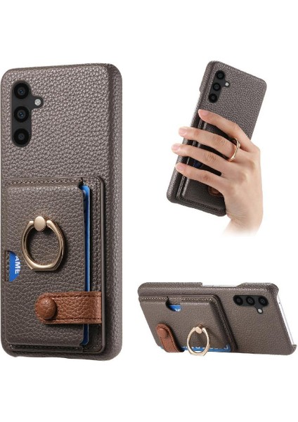 Samsung Galaxy A34 Halka Standı Kart Yuvaları Premium Dokulu Deri (Yurt Dışından)
