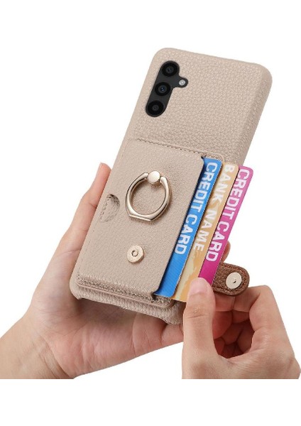 Samsung Galaxy A34 Halka Standı Kart Yuvaları Premium Dokulu Deri (Yurt Dışından)