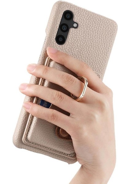 Samsung Galaxy A34 Halka Standı Kart Yuvaları Premium Dokulu Deri (Yurt Dışından)