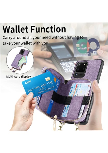 Samsung Galaxy S20 Ultra Fermuar Kapatma Standı 7 Kart Yuvaları Için Kılıf (Yurt Dışından) modelleri