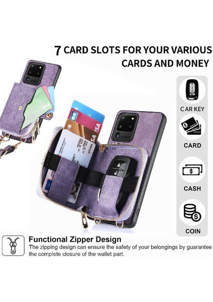 Samsung Galaxy S20 Ultra Fermuar Kapatma Standı 7 Kart Yuvaları Için Kılıf (Yurt Dışından) indirimleri