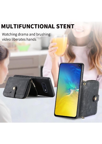 Samsung Galaxy S10E Ayarlanabilir Kordon 7 Kart Yuvaları Fermuar Standı (Yurt Dışından) modelleri