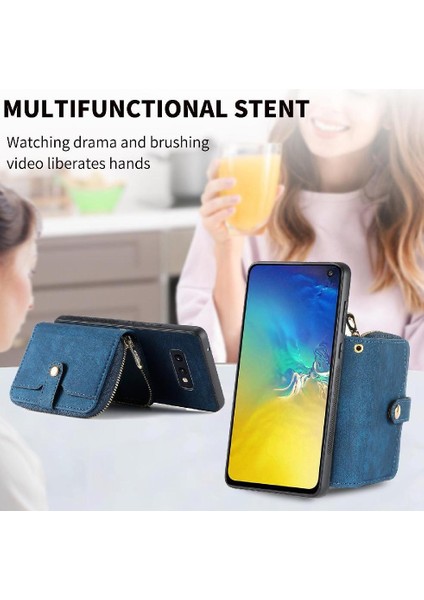 Samsung Galaxy S10E Ayarlanabilir Kordon 7 Kart Yuvaları Fermuar Standı (Yurt Dışından) fiyatları