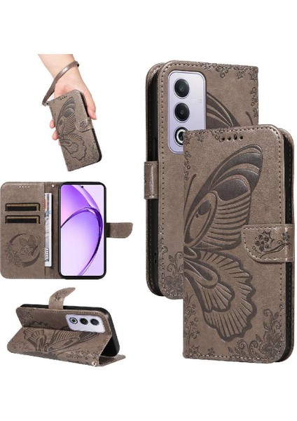 Oppo A3 Pro 5g Için Flip Case Ayrılabilir El Kayışı ile Kabartmalı Kelebek (Yurt Dışından)