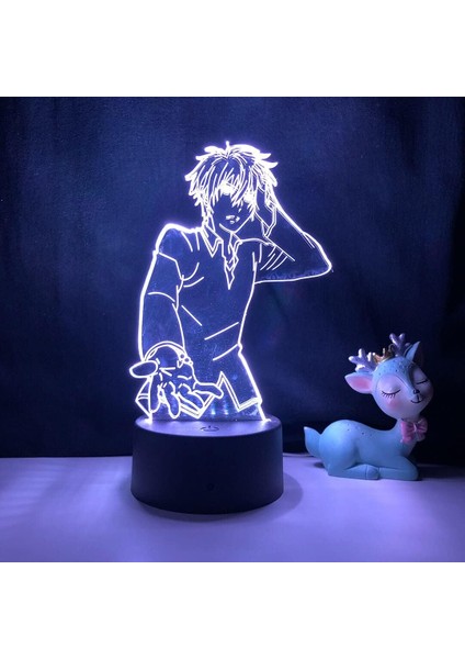 Anime Meyve Sepeti Figürü 3D Çocuk Için, Uzaktan Kumandayla Değişen 16 Renk, Çocuk Odası Dekoru, Zerochan Figürü Manga Illusion LED Oyuncak Lamba Kız Erkek Çocuklar Için Yılbaş (Yurt Dışından)