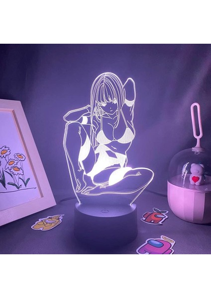 Anime Zero Two Figure 3D Çocuk Için, Uzaktan Kumandayla Değişen 16 Renk, Çocuk Odası Dekoru, Figure Manga Illusion LED Oyuncak Lamba Kız Erkek Çocuklar Için Yılbaşı Hediyeleri (Yurt Dışından)