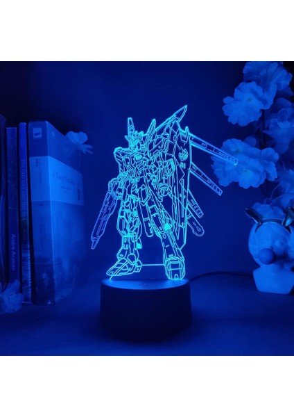 Çocuklar Için Anime Gundam Şekil 3D Gece Işığı, Uzaktan Kumanda ile Değişen 16 Renk, Çocuk Odası Dekoru, Şekil Manga Illusion LED Oyuncak Lamba Kız Erkek Noel Hediyeleri (Siyah Lamba) (Yurt Dışından)