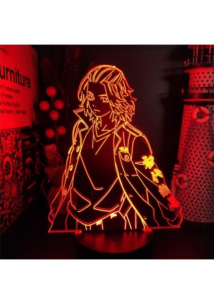 Için Anime Tokyo Revengersed 3D Nightlight 16 Renk Dekor Illusion Uzaktan Kumandalı LED Lamba, Manga Tokyo Revengers Revengers Şekil Noel Hediyesi Oyuncaklar Çocuklar/erkekler (Yurt Dışından)