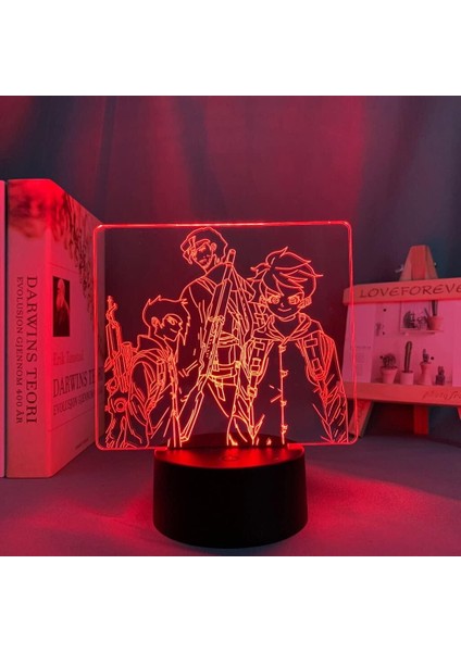 Anime Için Vaat Edilen Neverlanded 3D Nightlight 16 Renk Dekor Illusion Uzaktan Kumandalı LED Lamba, Manga Emma Figür Noel Hediyesi Oyuncaklar Çocuklar/erkekler (Norman Emma Ray) (Yurt Dışından)
