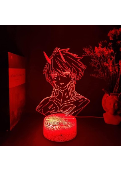 Darling In The Franxx Anime 3D Erkek Için 16 Renk Kız Odası Dekoru Illusion LED Lamba USB Manga Darling In The Franxx Şekil Uygun Çocuk Yılbaşı Hediyeleri (Darling In The Franx (Yurt Dışından)