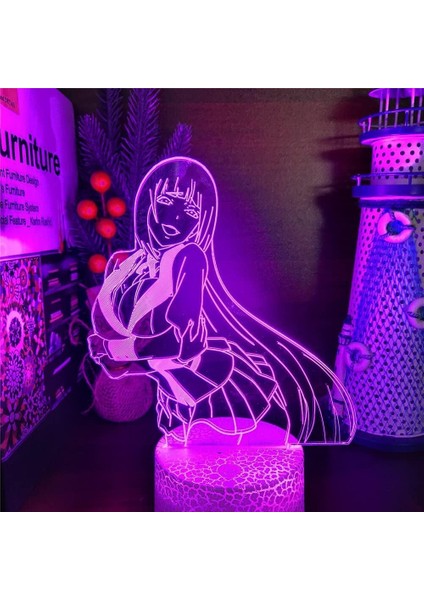 Anime Kakegurui Şekil 3D Çocuklar Için Gece Lambası, Uzaktan Kumanda ile Değişen 16 Renk, Çocuk Odası Dekoru, Şekil Manga Illusion LED Oyuncak Lamba Kız Erkek Noel Hediyeleri (Yurt Dışından)