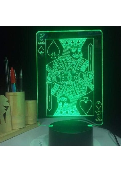 Poker Zarı Figürü 3D Çocuk Için, Uzaktan Kumanda ile Değişen 16 Renk, Çocuk Odası Dekoru, Figür Manga Illusion LED Oyuncak Lamba Kız Erkek Çocuklar Için Yılbaşı Hediyeleri (Pd3 (Yurt Dışından)