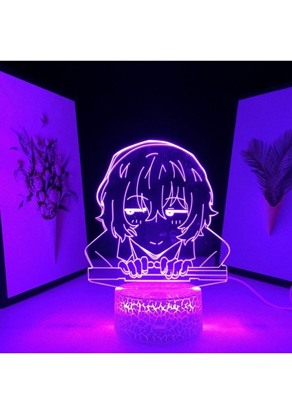 Anime Bungo Sokak Köpekleri Şekil 3D Çocuklar , Uzaktan Kumanda ile Değişen 16 Renk, Çocuk Odası Dekoru, Dazai Osamu Şekil Manga Illusion LED Oyuncak Lamba Kız Erkek Noel Hediye (Yurt Dışından)