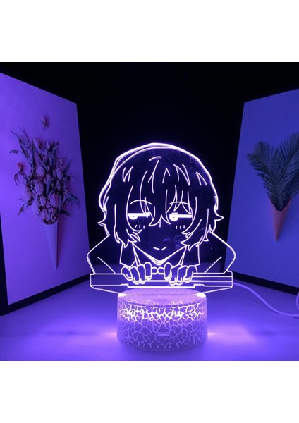 Anime Bungo Sokak Köpekleri Şekil 3D Çocuklar , Uzaktan Kumanda ile Değişen 16 Renk, Çocuk Odası Dekoru, Dazai Osamu Şekil Manga Illusion LED Oyuncak Lamba Kız Erkek Noel Hediye (Yurt Dışından)