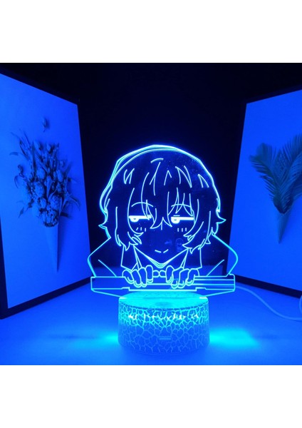 Anime Bungo Sokak Köpekleri Şekil 3D Çocuklar , Uzaktan Kumanda ile Değişen 16 Renk, Çocuk Odası Dekoru, Dazai Osamu Şekil Manga Illusion LED Oyuncak Lamba Kız Erkek Noel Hediye (Yurt Dışından)