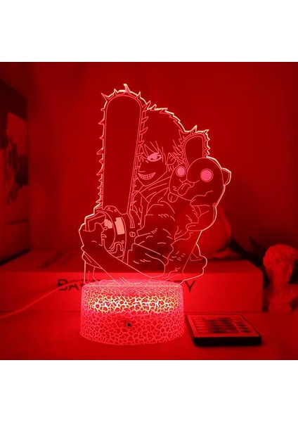 Testere Adam Için 3D Gece Lambası-Optik Illüzyon LED Işıkları Uzaktan Kumanda ile 16 Renk Değişimi, Akı Hayakawa Anime Figürü Oyuncak Lamba Çocuklar Için Noel Hediyesi (Çatlak, 2257) (Yurt Dışından) modelleri
