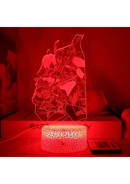 Testere Adam Için 3D Gece Lambası-Optik Illüzyon LED Işıklar Uzaktan Kumanda ile 16 Renk Değişimi, Akı Hayakawa Anime Figürü Oyuncak Lamba Çocuklar Için Noel Hediyesi (Crack, 4777) (Yurt Dışından)