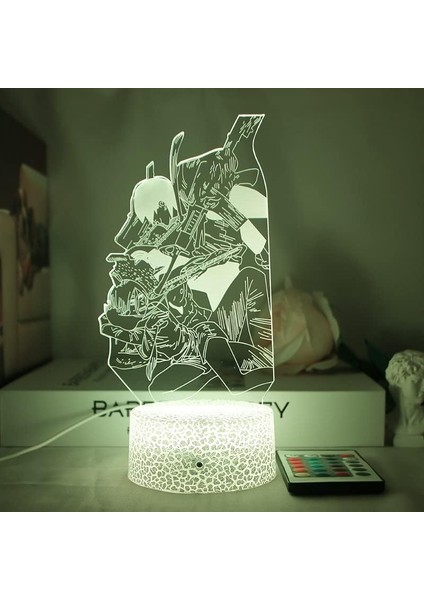 Testere Adam Için 3D Gece Lambası-Optik Illüzyon LED Işıklar Uzaktan Kumanda ile 16 Renk Değişimi, Akı Hayakawa Anime Figürü Oyuncak Lamba Çocuklar Için Noel Hediyesi (Crack, 4777) (Yurt Dışından)