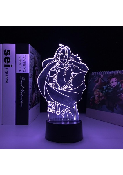 Anime Fullmetal Alchemist Figür 3D Çocuk Için, Uzaktan Kumanda ile Değişen 16 Renk, Çocuk Odası Dekoru, Edward Elric Figürü Manga Illusion LED Oyuncak Lambası Kız Erkek Çocukla (Yurt Dışından) modelleri