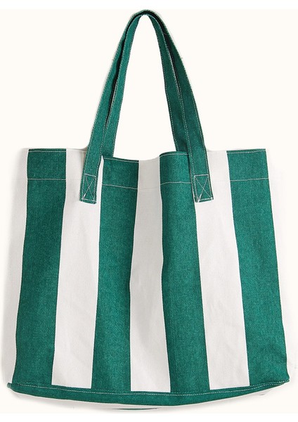 Kadın Kanvas 2 Cepli Günlük Renkli Plaj Omuz Çantası Yeşil fiyatları