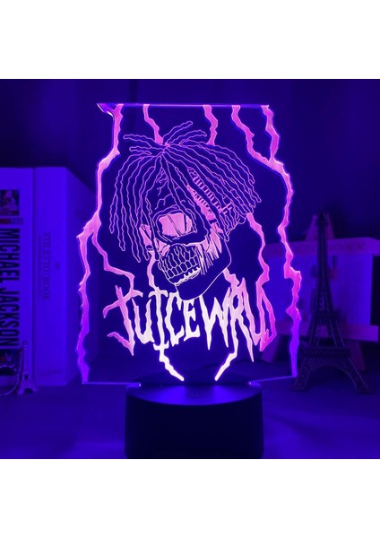 Juice Wrld Figure 3D Çocuklar Için, Uzaktan Kumanda ile Değişen 16 Renk, Çocuk Odası Dekoru, Figure Manga Illusion LED Oyuncak Lamba Kız Erkek Çocuklar Için Yılbaşı Hediyeleri (Yurt Dışından)