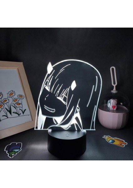 Anime Zero Two Figure 3D Çocuk Için, Uzaktan Kumandayla Değişen 16 Renk, Çocuk Odası Dekoru, Figure Manga Illusion LED Oyuncak Lamba Kız Erkek Çocuklar Için Yılbaşı Hediyeleri (Yurt Dışından)