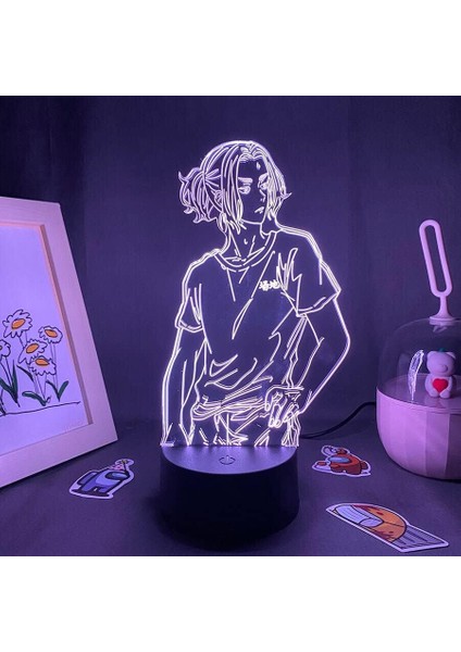 Için Anime Tokyo Revengersed 3D Nightlight 16 Renk Dekor Illusion Uzaktan Kumandalı LED Lamba, Manga Baji Revengers Şekil Noel Hediyesi Oyuncaklar Çocuklar/erkekler (Siyah Lamba) (Yurt Dışından)