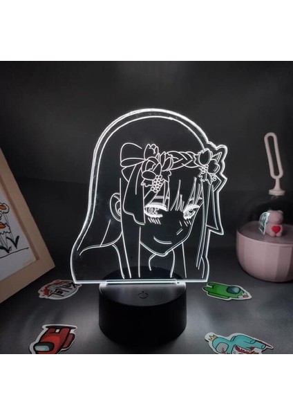Anime Zero Two Figure 3D Çocuk Için, Uzaktan Kumandayla Değişen 16 Renk, Çocuk Odası Dekoru, Figure Manga Illusion LED Oyuncak Lamba Kız Erkek Çocuklar Için Yılbaşı Hediyeleri (Yurt Dışından)