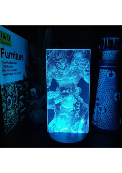 Anime Jojo Tuhaf Macera Figürü 3D Çocuk Için, Uzaktan Kumandayla Değişen 16 Renk, Çocuk Odası Dekoru, Kujo Jotaro Figürü Manga Illusion Kız Erkek Çocuklar Için LED Oyuncak Lamb (Yurt Dışından)