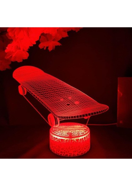 Çocuklar Için Kaykay Şekil 3D Gece Işığı, Uzaktan Kumanda ile 16 Renk Değiştirme, Çocuk Odası Dekoru, Şekil Manga Illusion LED Oyuncak Lamba Kız Erkek Noel Hediyeleri (Çatlak) (Yurt Dışından)