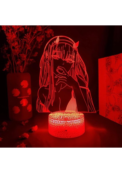 Darling In The Franxx Anime 3D Erkek Için 16 Renk Kız Odası Dekoru Illusion LED Lamba USB Manga Darling In The Franxx Şekil Uygun Çocuk Yılbaşı Hediyeleri (Darling In The Franx (Yurt Dışından)