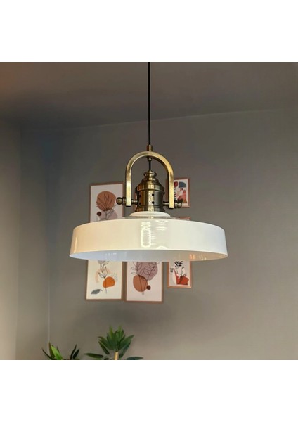 Açe Beyaz Tekli Delikli Eskitme Başlık Avize Retro Sarkıt Ofis Showroom Salon Mutfak Avizeleri