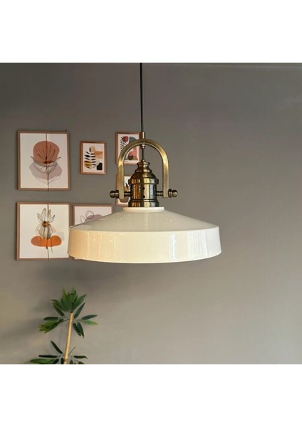 Açe Beyaz Tekli Delikli Eskitme Başlık Avize Retro Sarkıt Ofis Showroom Salon Mutfak Avizeleri