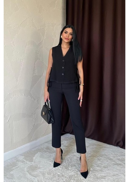 Siyah Pensli Pantolon