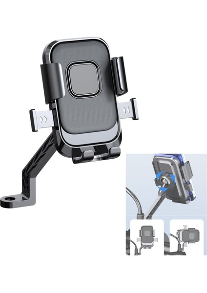 Motor Motosiklet Telefon Tutucu Ayna Montaj Tek El Kullanım Ototmatik Kilitleme